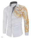 Homme Chemise Boutonnée Col de Chemise Chemise Noir Blanc Vin Manches Longues Col Graphique Été Printemps Robe de Soirée de Mariage